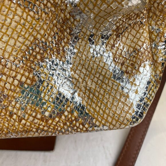 Patricia Nash ‘Norcia’ Metallic Python Print Cracked Leather‎ Satchel Crossbody - Picture 14 of 15